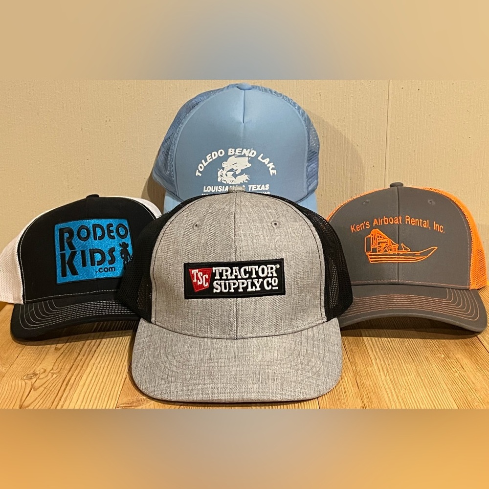 4 Trucker Style Caps with different logos